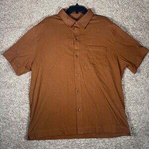 American Giant Mens XL Short Sleeve Button Down Shirt Clay Brown 100% Cotton USA